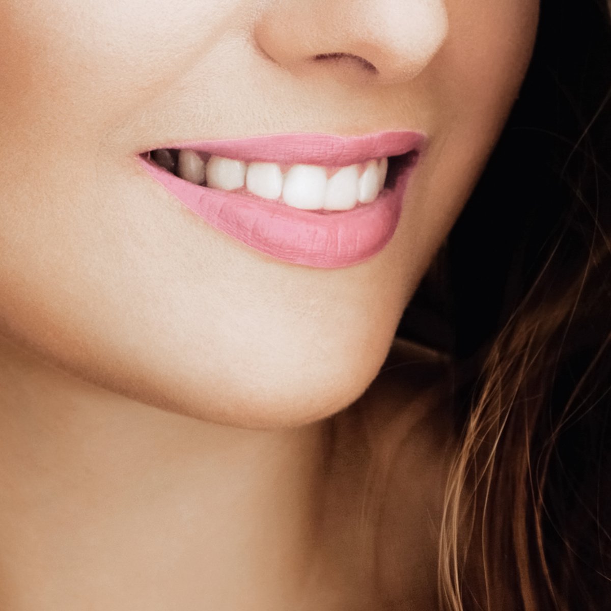 Beautiful Healthy Female Smile with Perfect Natural White Teeth, Beauty Face Closeup of Smiling Young Woman, Bright Lipstick Makeup and Clean Skin for Dental and Healthcare Brand